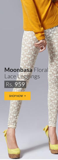 Moonbasa Floral Lace Ankle Length Leggings - Khaki.