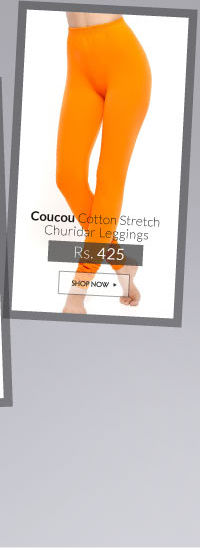 Coucou Colour Dash Cotton Stretch Churidar Leggings-Orange.