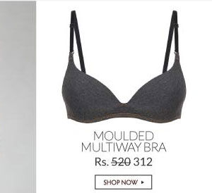 Lovable Moulded Multiway Clear Strap Bra - BlackMilange