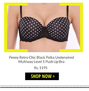 Penny Retro Chic Black Polka Underwired Multiway Level 1 Push Up Bra.