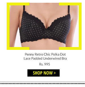 Penny Retro Chic Polka Dot Lace Padded Underwired Bra.
