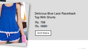 Penny Dreamwear Delicious Blue Lace Racerback Top With Shorts.