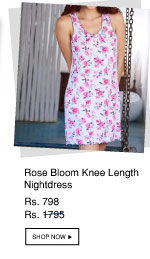 Penny Dreamwear Rose Bloom Knee Length Nightdress.