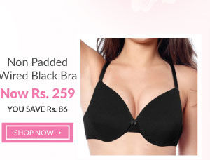 Coucou Essential Double Layered High Coverage Non Padded Wired Black Bra.