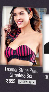 Enamor Stripe Print Padded Wired Strapless Multiway Bra.