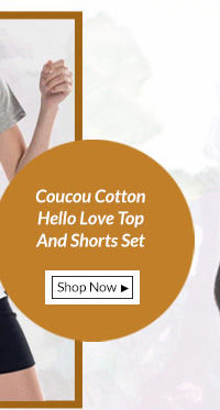 Coucou Cotton Hello Love Top And Shorts Set -Black White.