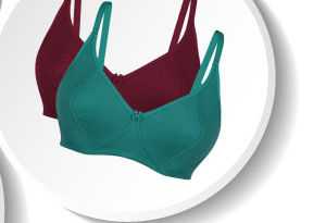 Coucou All Day Comfort Color Pop Non Padded Wirefree Bra with 3-4th coverage (Pack of 2).