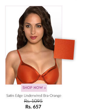 Amante Satin Edge Underwired Bra-Orange. 