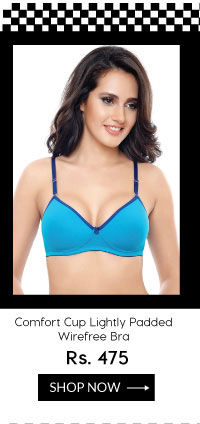 Coucou Comfort Cup Lightly Padded Wirefree Bra-Tile Blue.