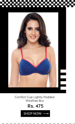 Coucou Comfort Cup Lightly Padded Wirefree Bra-Blue.