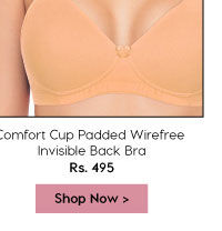 Coucou Comfort Cup Padded Wirefree Invisible Back Bra - Honey Beige.