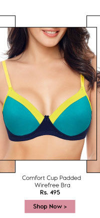 Coucou Comfort Cup Padded Wirefree Bra- Blue.