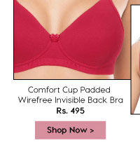 Coucou Comfort Cup Padded Wirefree Invisible Back Bra - Pink Punch.