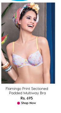 Enamor Flamingo Print Sectioned Padded Multiway Bra.