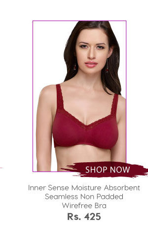 Inner Sense Moisture Absorbent Seamless Non Padded Wirefree Bra.