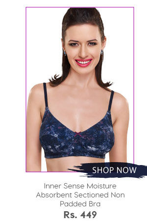 Inner Sense Moisture Absorbent Sectioned Non Padded Bra.