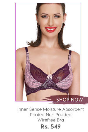 Inner Sense Moisture Absorbent Printed Non Padded Wirefree Bra