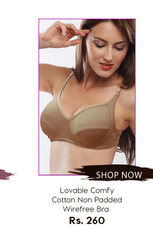 Lovable Comfy Cotton Non Padded Wirefree Bra With Side Shaper Panel-Skin.