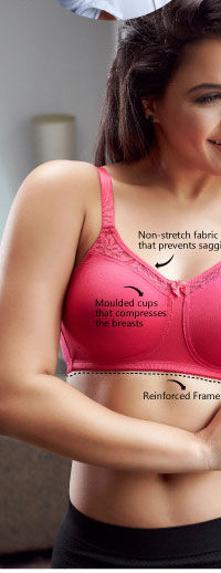 Penny Plus Quattro Minimizer Full Coverage Wirefree Bra-Pink.