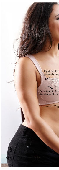 Penny Plus Quattro Lift Two Sectioned Wirefree Bra With Cushioned Straps-Skin.