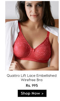 Penny Plus Quattro Lift Lace Embellished Wirefree Bra Side Shaper Panels-Pink.