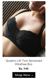 Penny Plus Quattro Lift Two Sectioned Wirefree Bra With Cushioned Straps-Black.