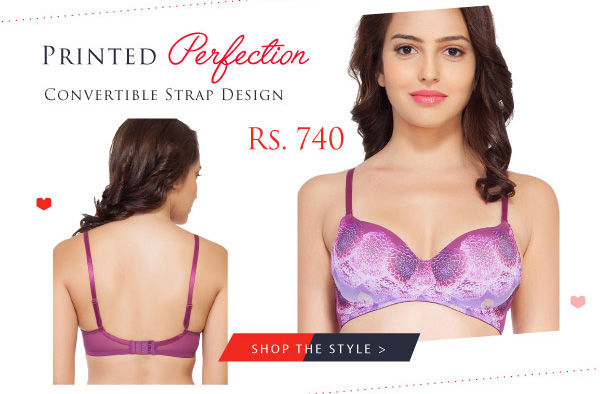 Soie Floral Printed Padded Non Wired Multiway Bra.