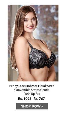 Penny Lace Embrace Floral Wired Convertible Straps Gentle Push Up Bra-Offwhite.