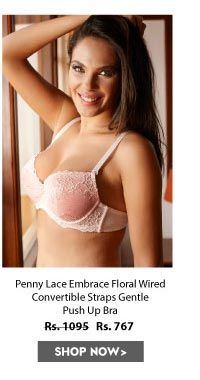 Penny Lace Embrace Wired Convertible Straps Gentle Push Up Bra-Pink.