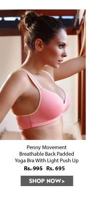 Penny Movement Breathable Back Padded Yoga Bra With Light Push Up-Pink.