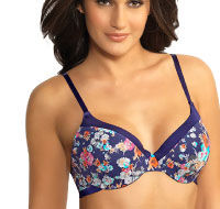 Amante Dotted Print Stitch Free Padded Underwired Bra-Blue