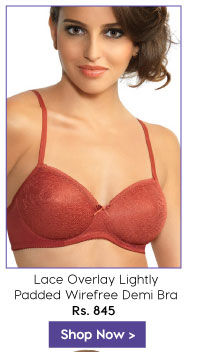 Amante Lace Overlay Lightly Padded Wirefree Demi Bra- Red.