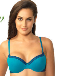 Amante Smooth Stitch Free Lightly Padded Underwired Bra- Turquoise.