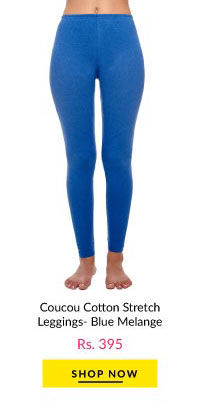 Coucou Cotton Stretch Leggings- Blue Melange.