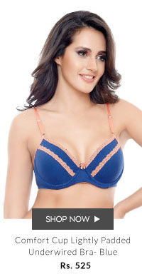 Coucou Colour Crush Lightly Padded Underwired Lacy Bra- Blue.