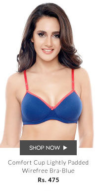 Coucou Comfort Cup Lightly Padded Wirefree Bra-Blue.