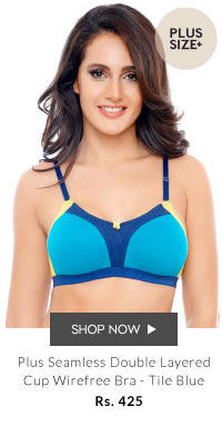 Coucou Plus Seamless Double Layered Cup Wirefree Bra - Tile Blue.