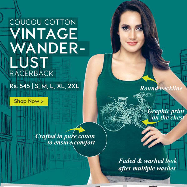 Coucou Cotton Vintage Wanderlust Racerback- Green.