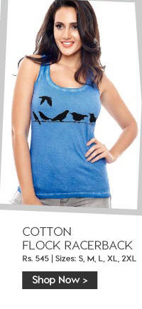 Coucou Cotton Vintage Flock Racerback- Blue.