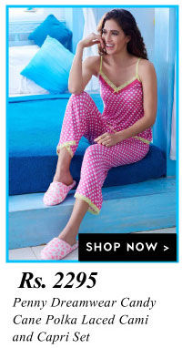 Penny Dreamwear Candy Cane Polka Laced Cami and Capri Set.