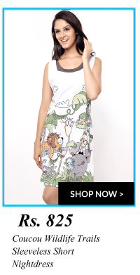 Coucou Wildlife Trails Sleeveless Short Nightdress.