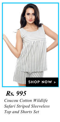 Coucou Cotton Wildlife Safari Striped Sleeveless Top and Shorts Set.