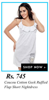 Coucou Cotton Geek Ruffled Flap Short Nightdress.