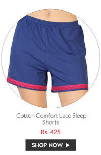 Coucou Cotton Comfort Lace Sleep Shorts- Navy.