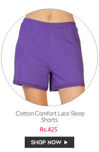 Coucou Cotton Comfort Lace Sleep Shorts- Purple.