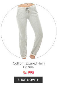 Coucou Cotton Textured Hem Pyjama- Grey Melange.