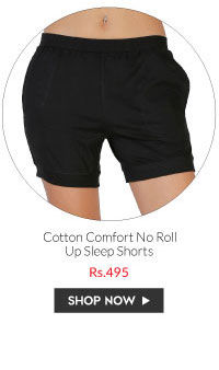 Coucou Cotton Comfort No Roll Up Sleep Shorts- Black.
