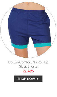 Coucou Cotton Comfort No Roll Up Sleep Shorts- Navy.