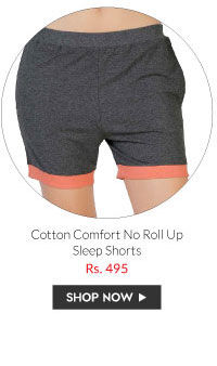 Coucou Cotton Comfort No Roll Up Sleep Shorts- Dark Grey Melange.