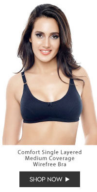 Coucou All Day Comfort Single Layered Medium Coverage Wirefree Bra- Black.